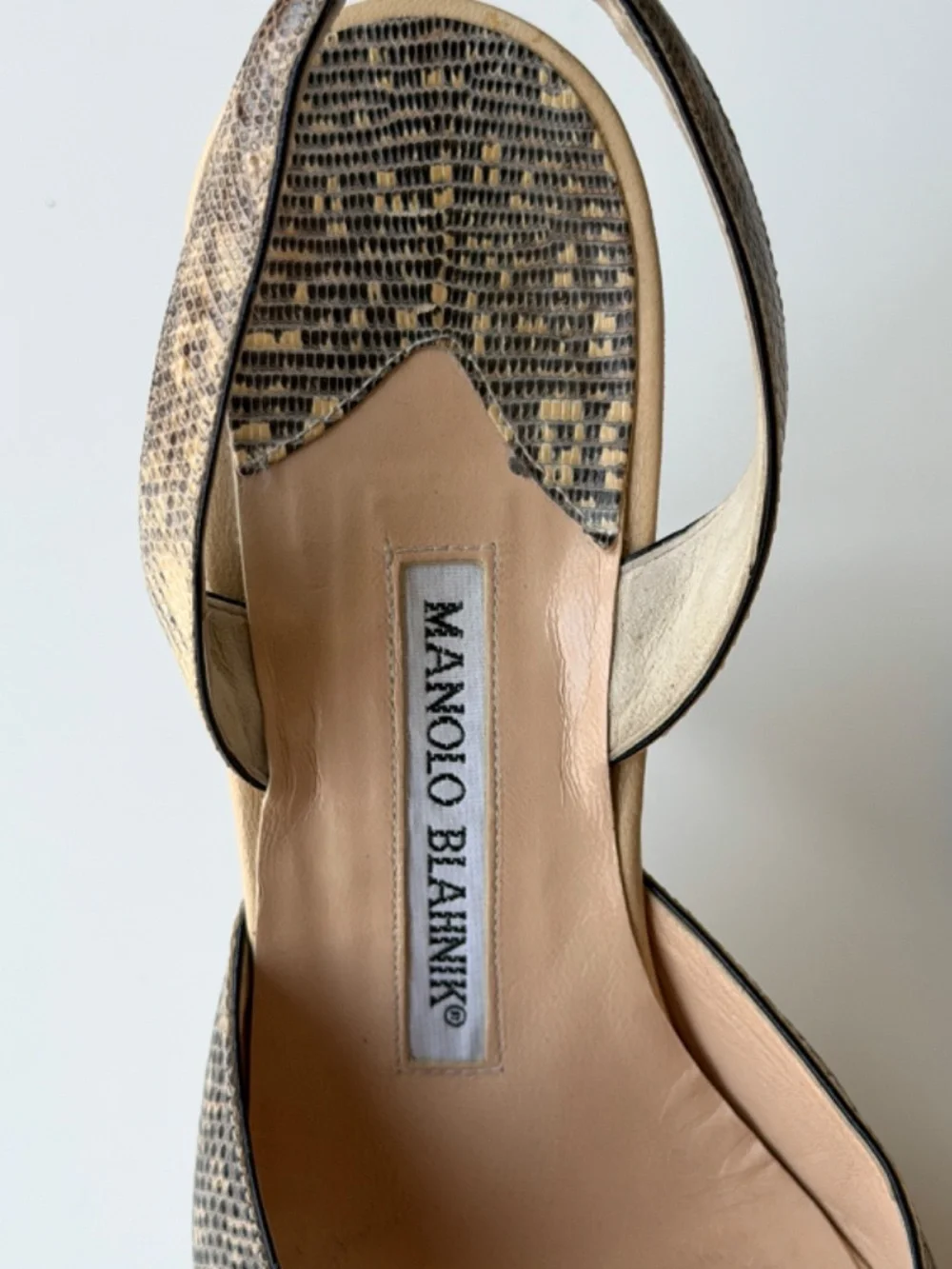 Vintage Manolo Blahnik exotic leather slingback, IT 37, approx. US 6.5–7